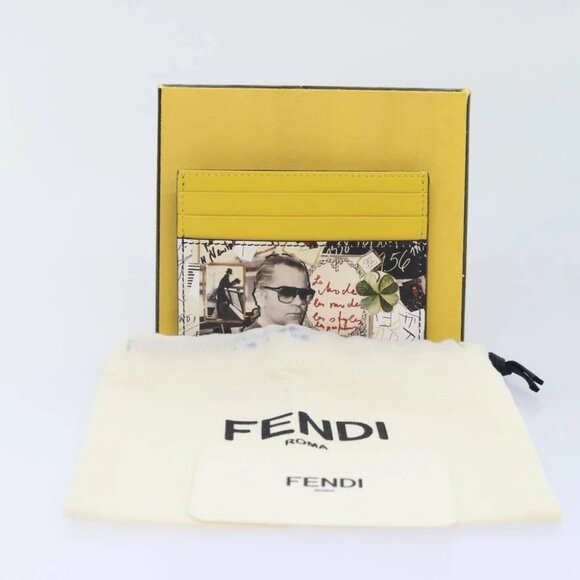FENDI Card Case Leather Yellow Auth ac3270V - Picture 2 of 14